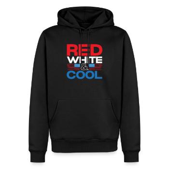 Rouge Blanc Et Cool Amérique USA Flag 4 Juillet - Sweat à capuche Premium bio Homme - noir - Devant - Nico (187cm)