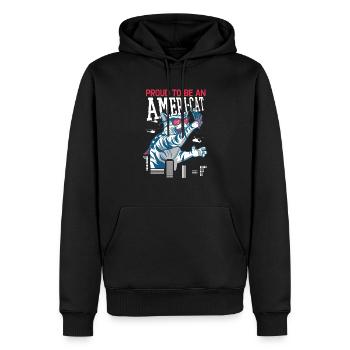 Proud To Be An Ameri-cat America 4th Of July - Men’s Premium Organic Hoodie - black - Front - Nico (187cm)