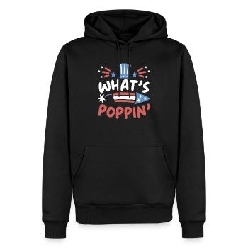 Was ist Poppin America USA Patriotic 4. Juli - Männer Premium Bio Hoodie - Schwarz - Vorne - Nico (187cm)