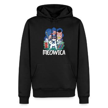 Meowica Patriotic America USA 4. Juli Amerika - Männer Premium Bio Hoodie - Schwarz - Vorne - Nico (187cm)