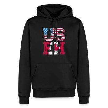Bonne fête du Canada Drapeau canadien Feuille d’érable - Sweat à capuche Premium bio Homme - noir - Devant - Nico (187cm)