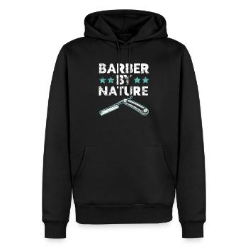Barbier By Nature Coupe de cheveux Barbershop Coiffeur - Sweat à capuche Premium bio Homme - noir - Devant - Nico (187cm)