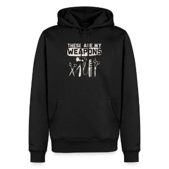 Styliste Coupe de cheveux Barbier Coiffeur Barbier - Sweat à capuche Premium bio Homme - noir - Devant - Nico (187cm)
