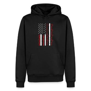 Drapeau des États-Unis Coupe de cheveux Barbier Barbier 4 Juillet - Sweat à capuche Premium bio Homme - noir - Devant - Nico (187cm)