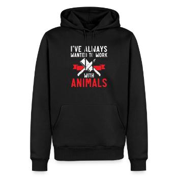 J’ai toujours voulu travailler avec Animals Butcher - Sweat à capuche Premium bio Homme - noir - Devant - Nico (187cm)