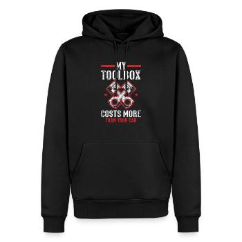 Meine Toolbox kostet mehr als Ihr Automechaniker - Männer Premium Bio Hoodie - Schwarz - Vorne - Nico (187cm)