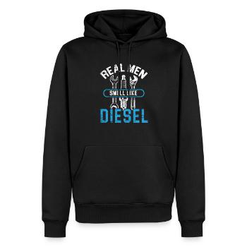 Les vrais hommes sentent comme un mécanicien diesel mécanicien automobile - Sweat à capuche Premium bio Homme - noir - Devant - Nico (187cm)