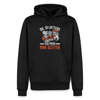 Oil Splatters You Mean Man Glitter Mechanic - Men’s Premium Organic Hoodie - black - Front - Nico (187cm)