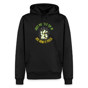 Il suffit de mettre le pourboire Voyez comment ça se sent Serveur - Sweat à capuche Premium bio Homme - noir - Devant - Nico (187cm)