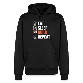 Manger Dormir Construire Répéter Construction Maçon - Sweat à capuche Premium bio Homme - noir - Devant - Nico (187cm)