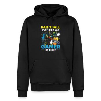 Amateur de jeux vidéo Paintball Player Paintballer - Sweat à capuche Premium bio Homme - noir - Devant - Nico (187cm)