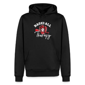 Baseball-Therapie Baseballspieler Baseball-Trainer - Männer Premium Bio Hoodie - Schwarz - Vorne - Nico (187cm)