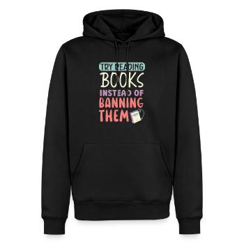 Lesen Sie verbotene Bücher Bücherwurm Buchliebhaber Bibliophile - Männer Premium Bio Hoodie - Schwarz - Vorne - Nico (187cm)