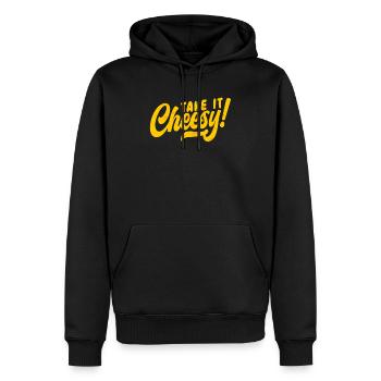 Take It Cheesy Food Lover Foodie Cheese Eater - Sweat à capuche Premium bio Homme - noir - Devant - Nico (187cm)