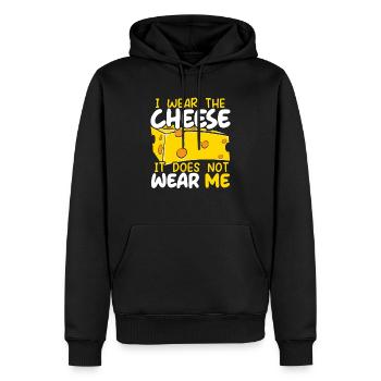Je porte le fromage Il ne me porte pas de nourriture au fromage - Sweat à capuche Premium bio Homme - noir - Devant - Nico (187cm)