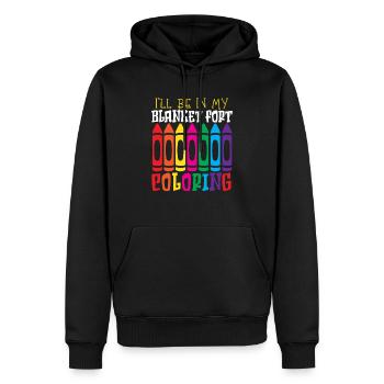 Je serai dans ma couverture Fort Coloring Artistic Color - Sweat à capuche Premium bio Homme - noir - Devant - Nico (187cm)