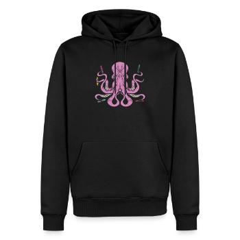 Buntstift Färbung Künstlerische Zeichnung Farbe Oktopus - Männer Premium Bio Hoodie - Schwarz - Vorne - Nico (187cm)