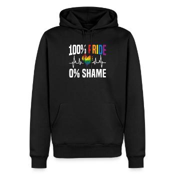 100% Pride 0% Schande Regenbogenmonat LGBTQ Gay Pride - Männer Premium Bio Hoodie - Schwarz - Vorne - Nico (187cm)