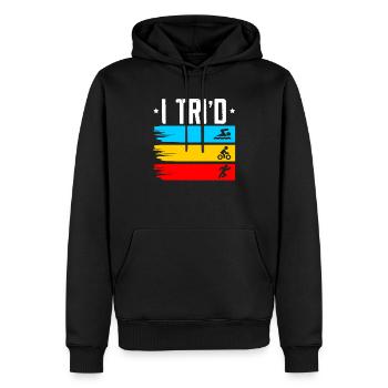 Triathlon Athlète Triathlète Natation Vélo Course - Sweat à capuche Premium bio Homme - noir - Devant - Nico (187cm)