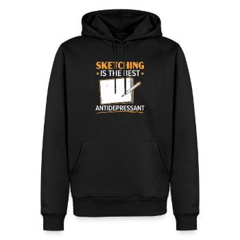 Esquisse Dessin Doodling Dessiner Dessinateur - Sweat à capuche Premium bio Homme - noir - Devant - Nico (187cm)
