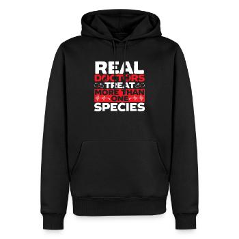 Les vrais médecins traitent plus d’une espèce vétérinaire - Sweat à capuche Premium bio Homme - noir - Devant - Nico (187cm)