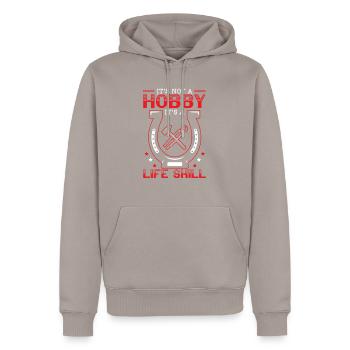 Blacksmith Hammer Metalsmith Forging Blacksmithing - Men’s Premium Organic Hoodie - taupe - Front - Nico (187cm)