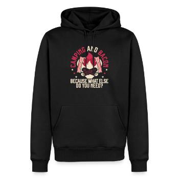 Camping et bacon Meat Camp Camper J’aime le bacon - Sweat à capuche Premium bio Homme - noir - Devant - Nico (187cm)