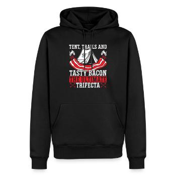 Camping Et Bacon Viande Camp Camper J’Aime Bacon - Sweat à capuche Premium bio Homme - noir - Devant - Nico (187cm)