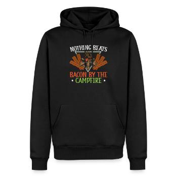 Camping et bacon Meat Camp Camper J’aime le bacon - Sweat à capuche Premium bio Homme - noir - Devant - Nico (187cm)