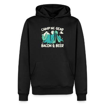 Camping Et Bacon Viande Camp Camper J’Aime Bacon - Sweat à capuche Premium bio Homme - noir - Devant - Nico (187cm)