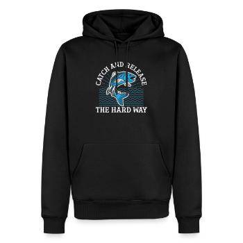 Handfischen Fischer Noodling Liebhaber Fischer Fisch - Männer Premium Bio Hoodie - Schwarz - Vorne - Nico (187cm)