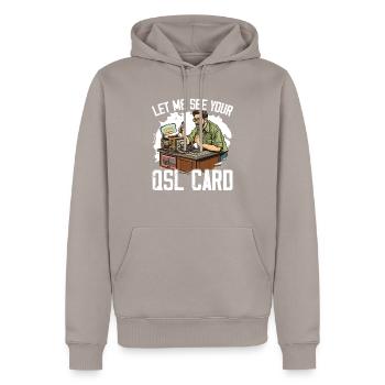 Amateurfunker Morsecode Radioaktivität - Männer Premium Bio Hoodie - Taupe - Vorne - Nico (187cm)