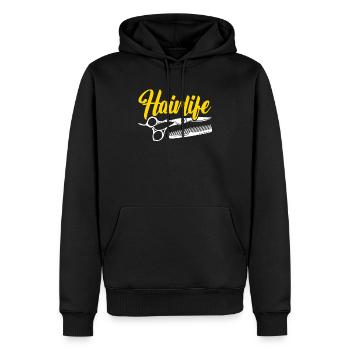 Coiffeur Coupe de cheveux Coiffeur Barbier Barbier - Sweat à capuche Premium bio Homme - noir - Devant - Nico (187cm)