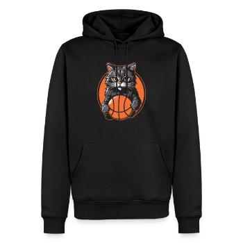 Basketball Cat Basketteur Joueur de basket-ball J’aime le basket-ball - Sweat à capuche Premium bio Homme - noir - Devant - Nico (187cm)