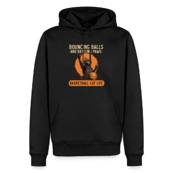 Basketball Cat Basketteur Joueur de basket-ball J’aime le basket-ball - Sweat à capuche Premium bio Homme - noir - Devant - Nico (187cm)