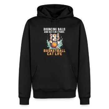 Basketball Cat Basketteur Joueur de basket-ball J’aime le basket-ball - Sweat à capuche Premium bio Homme - noir - Devant - Nico (187cm)