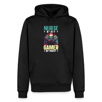 Gamer Nurse Video Game Player Gaming Nursing - Men’s Premium Organic Hoodie - black - Front - Nico (187cm)