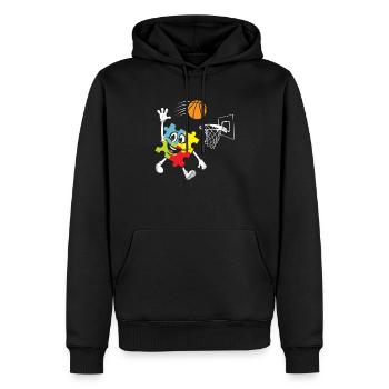 Autisme Basketball Autism Warrior Basketteur - Sweat à capuche Premium bio Homme - noir - Devant - Nico (187cm)