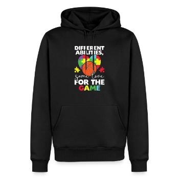 Autisme Basketball Autism Warrior Basketteur - Sweat à capuche Premium bio Homme - noir - Devant - Nico (187cm)