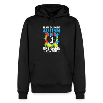 Autisme Basketball Autism Warrior Basketteur - Sweat à capuche Premium bio Homme - noir - Devant - Nico (187cm)