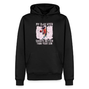 Fille Basketball Sport Basketball Papa Maman - Sweat à capuche Premium bio Homme - noir - Devant - Nico (187cm)
