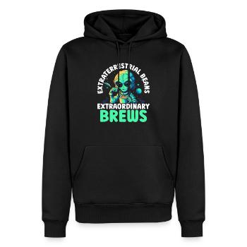 Alien Coffee Lover Caféine UFO Extraterrestre - Sweat à capuche Premium bio Homme - noir - Devant - Nico (187cm)