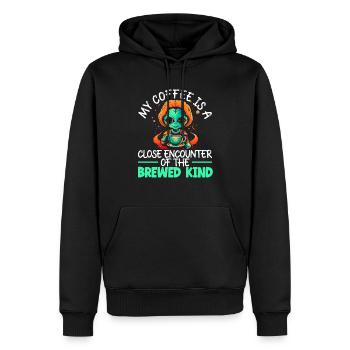 Außerirdischer Kaffeeliebhaber Koffein UFO Außerirdisch - Männer Premium Bio Hoodie - Schwarz - Vorne - Nico (187cm)