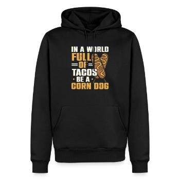 Corn Dog Lover Hot Dog Corndog Saucisse Hotdog - Sweat à capuche Premium bio Homme - noir - Devant - Nico (187cm)