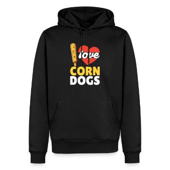 Corn Dog Lover Hot Dog Corndog Saucisse Hotdog - Sweat à capuche Premium bio Homme - noir - Devant - Nico (187cm)