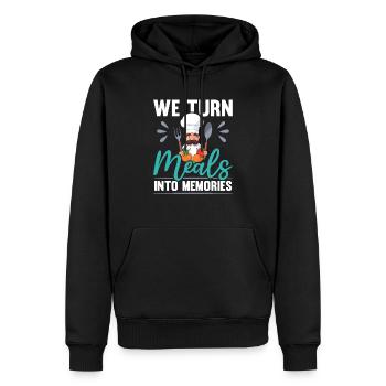 Service traiteur Restauration Chef serveur - Sweat à capuche Premium bio Homme - noir - Devant - Nico (187cm)