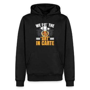 Service traiteur Restauration Chef serveur - Sweat à capuche Premium bio Homme - noir - Devant - Nico (187cm)