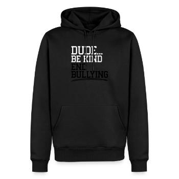 Tag der Einheit, Anti-Mobbing, Mobbing-Prävention, Freundlichkeit - Männer Premium Bio Hoodie - Schwarz - Vorne - Nico (187cm)
