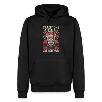 Dia De Los Muertos Sugar Skull Mexican Holiday - Men’s Premium Organic Hoodie - black - Front - Nico (187cm)