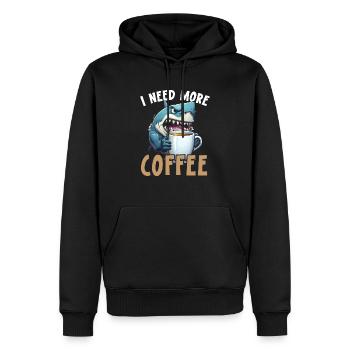 Amateur de requin café Biologie marine Buveur de caféine - Sweat à capuche Premium bio Homme - noir - Devant - Nico (187cm)